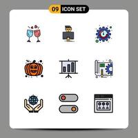 paquete de iconos de vectores de stock de 9 signos y símbolos de línea para presentación productividad empresarial avatar elementos de diseño de vectores editables de halloween