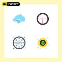 4 Flat Icon concept for Websites Mobile and Apps network target hub badge privacy Editable Vector Design Elements