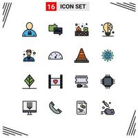 conjunto de 16 iconos de interfaz de usuario modernos signos de símbolos para elementos de diseño de vectores creativos editables de bulbo de ciencia de incendios de negocios de oficina