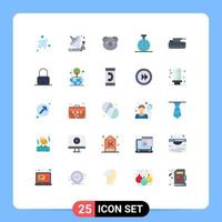 Flat Color Pack of 25 Universal Symbols of cannon timer animal time sydney Editable Vector Design Elements