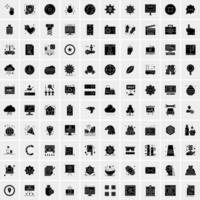 Set of 100 Business Solid Glyph icons vector