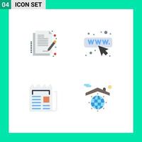 paquete de iconos de vector de stock de 4 signos y símbolos de línea para elementos de diseño de vector editables de papel de página web de documento de boletín de contrato