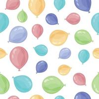 Bright children s seamless pattern of multicolored balloons of red blue purple as well as yellow and green colors. Colorful inflatable balloons for the print.Vector illustration on a white background vector