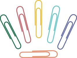 The image of paper clips of various colors. Colored paper clips for stapling paper and other stationery items. School stationery. Vector illustration isolated on a white background