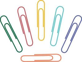 The image of paper clips of various colors. Colored paper clips for stapling paper and other stationery items. School stationery. Vector illustration isolated on a white background