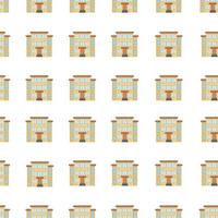 Seamless pattern with the image of school buildings. A pattern for a print of houses. Vector illustration on white background.