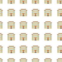 Seamless pattern with the image of school buildings. A pattern for a print of houses. Vector illustration on white background.