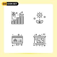 4 Creative Icons for Modern website design and responsive mobile apps. 4 Outline Symbols Signs on White Background. 4 Icon Pack. vector
