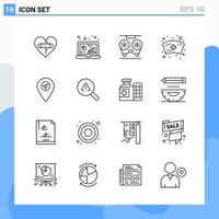 Modern 16 Line style icons. Outline Symbols for general use. Creative Line Icon Sign Isolated on White Background. 16 Icons Pack. vector