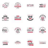 16 Black and Pink Happy Fathers Day Design Collection A set of twelve brown colored vintage style Fathers Day Designs on light background Editable Vector Design Elements