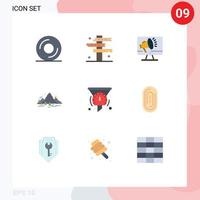 9 Universal Flat Colors Set for Web and Mobile Applications scene landscape speaker hill voice Editable Vector Design Elements