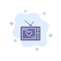 televisión amor película de san valentín icono azul sobre fondo de nube abstracta vector