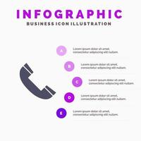 Call Contact Phone Telephone Solid Icon Infographics 5 Steps Presentation Background vector