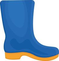 A blue rubber boot. Silicone boot for walking in cold weather. Shoes for protection from dampness and dirt. Vector illustration isolated on a white background