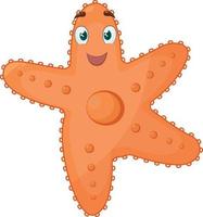 la imagen de una linda estrella de mar. una estrella de mar emocional. una estrella de mar sonriente alegre. un alegre personaje infantil feliz. ilustración vectorial aislada en un fondo blanco. vector