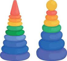 Children s pyramid. Bright color children s illustration with the image of children s pyramids. A toy for the development of logic. Vector illustration isolated on a white background