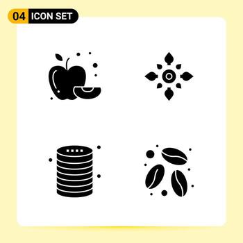 4 Creative Icons for Modern website design and responsive mobile apps. 4 Glyph Symbols Signs on White Background. 4 Icon Pack. vector