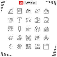 25 Icons Line Style. Grid Based Creative Outline Symbols for Website Design. Simple Line Icon Signs Isolated on White Background. 25 Icon Set. vector
