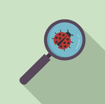 Search pc bug icon flat vector. Computer code vector