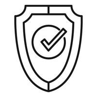 Quality shield icon outline vector. Check guarantee vector