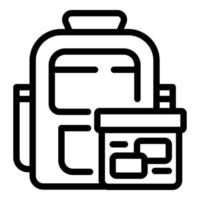 vector de contorno de icono de contenedor de mochila. comida escolar