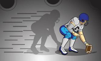 American Football with Shadow Player Speed Vector Illustration