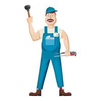 Plumber icon, cartoon style vector