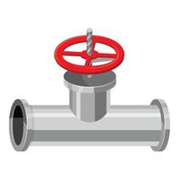 Pipe with a valve icon, cartoon style vector