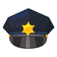 icono de gorra de policía, estilo de dibujos animados vector