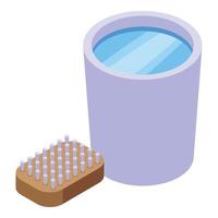 Horse wash bucket icon isometric vector. Animal care vector