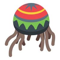 icono de gorra de rastas vector isométrico. peluca rastafari