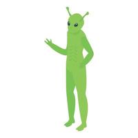 vector isométrico de icono alienígena verde. personaje espacial