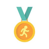 corriendo medalla de oro icono plano aislado vector