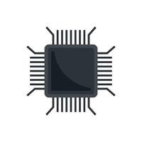 Nanotechnology pc microchip icon flat isolated vector