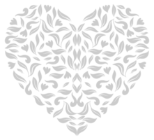 Ornamental Heart Shape for Wedding Invitation or Valentines Day or for Decoration, Ornate or Graphic Design Element. Format PNG