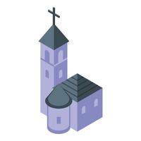 vector isométrico del icono de la iglesia de albania. viaje por la ciudad