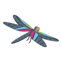 Black color dragonfly icon isometric vector. Wing dragon vector