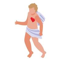 lindo icono de cupido vector isométrico. arco de amor