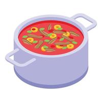 icono de sopa de marisco vector isométrico. comida de la cena