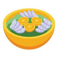 icono de comida naranja vector isométrico. plato perimetral