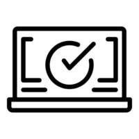 Protected laptop icon outline vector. Data secure vector