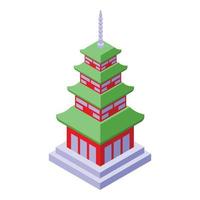 icono de pagoda de madera vector isométrico. edificio asiático