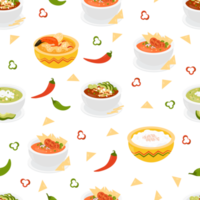 Endless background with national Mexican food in plates png