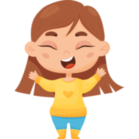 Happy joyful girl. Female character emotion png