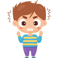 Angry dissatisfied boy. Male character emotion png