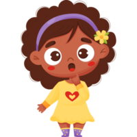 chica negra sorprendida. emoción del personaje png