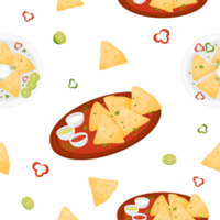 Seamless pattern with latin american food. Mexican Quesadilla png