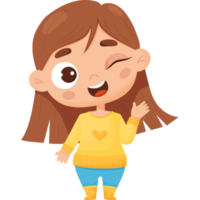 Playful joyful girl winks.  character emotion png