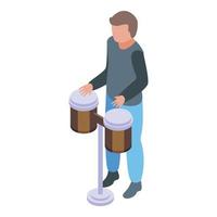 Play drums icon isometric vector. Music child vector