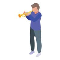 Trumpet play icon isometric vector. School play vector